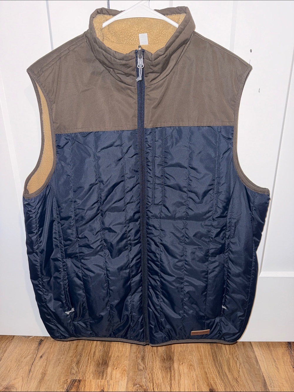 Free Country Quilted Vest in Navy and Brown